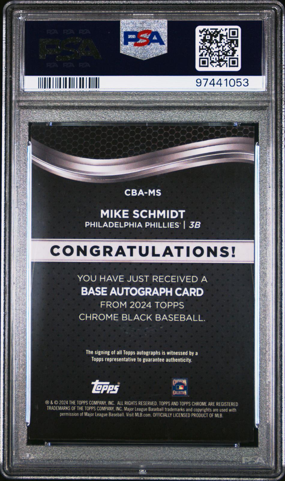 2024 Topps Chrome Black Autographs #MS Mike Schmidt PSA 9