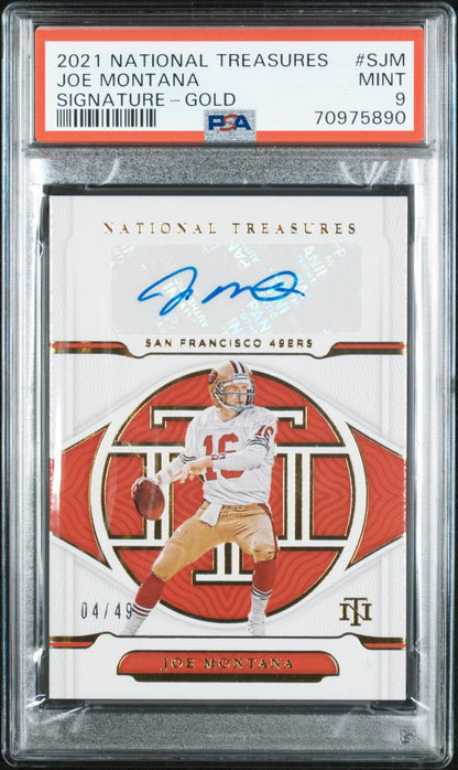 2021 Panini National Treasures #S-JM Joe Montana Signatures Gold PSA 9 #/49