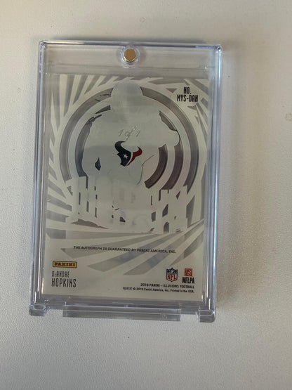 2019 Panini Illusions #MYS-DAH DeAndre Hopkins Mystique Autographs Purple #/1