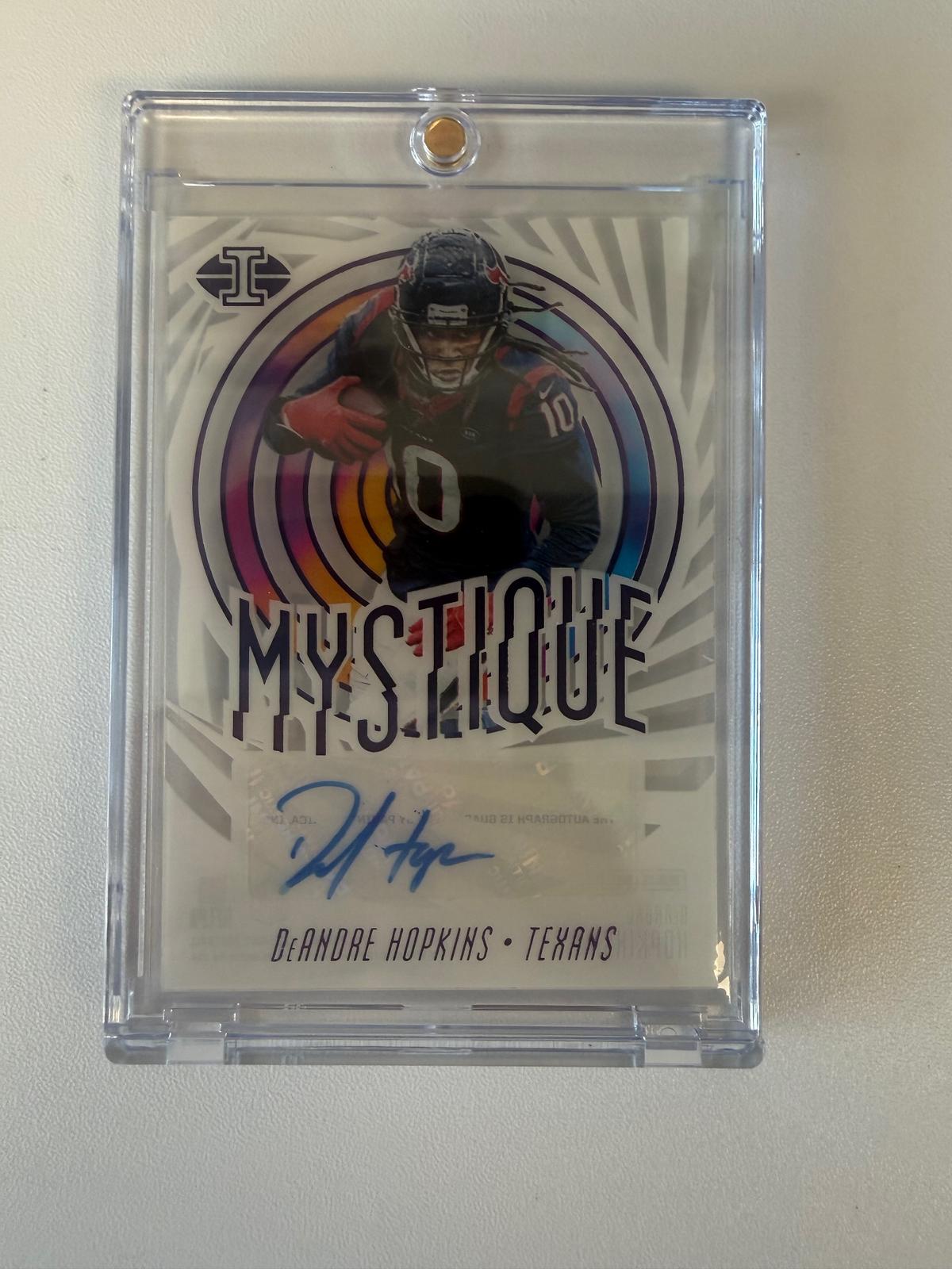 2019 Panini Illusions #MYS-DAH DeAndre Hopkins Mystique Autographs Purple #/1