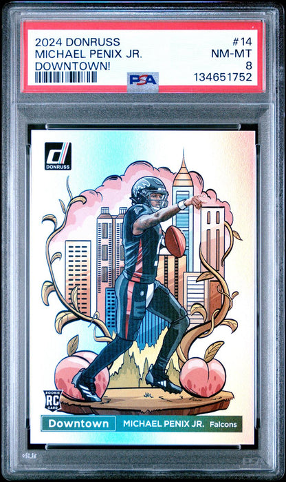 2024 Panini Donruss Downtown! #14 Michael Penix Jr. PSA 8