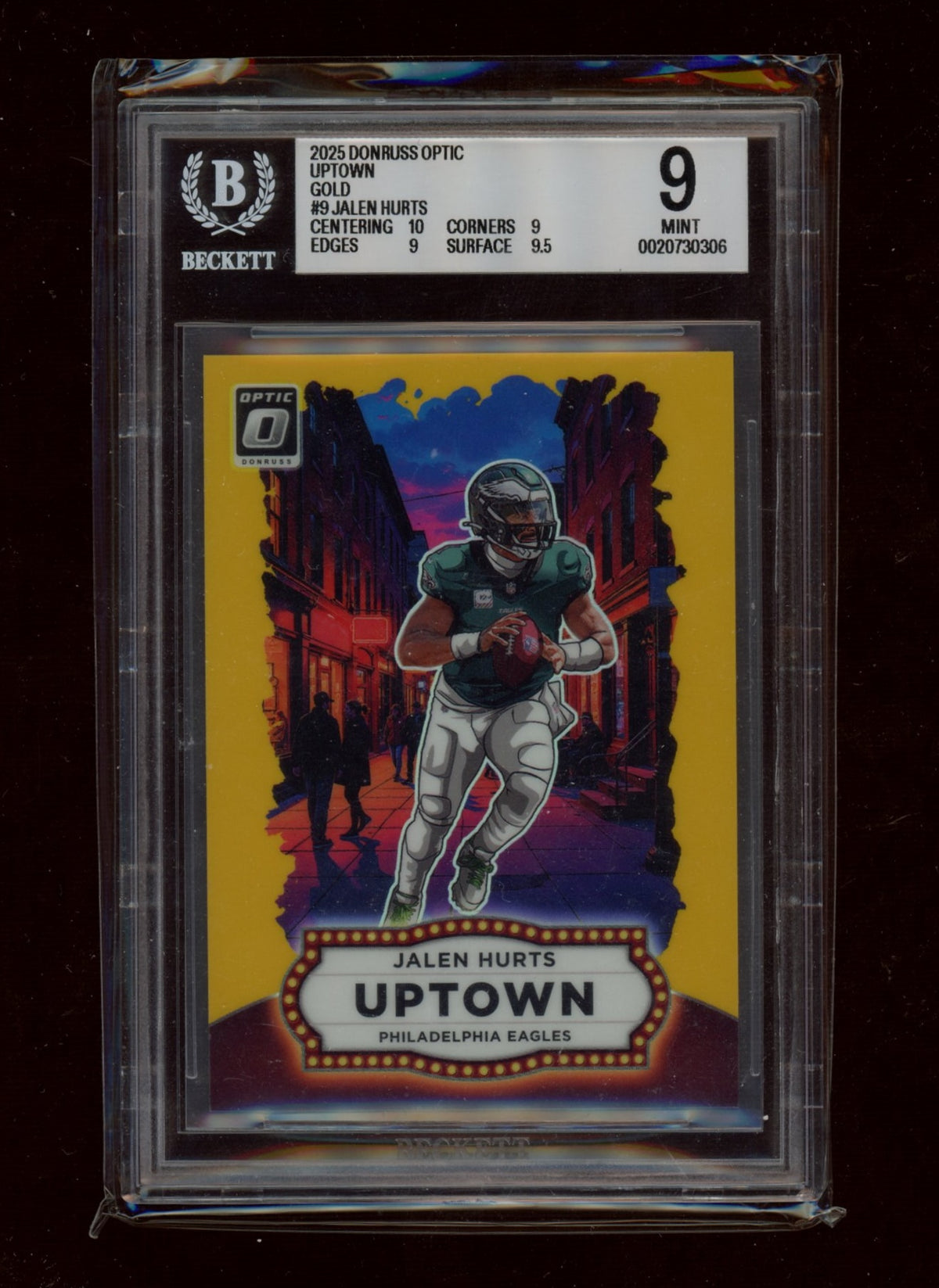2025 Donruss Optic #9 Jalen Hurts Uptown Gold #/10 BGS 9