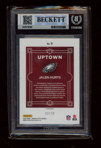 2025 Donruss Optic #9 Jalen Hurts Uptown Gold #/10 BGS 9